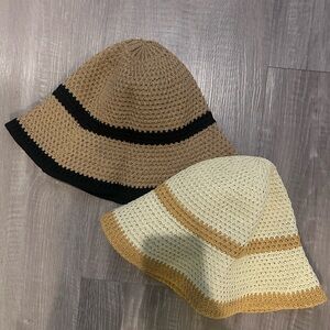 Summer Tan and Cream Crochet Bucket Hats